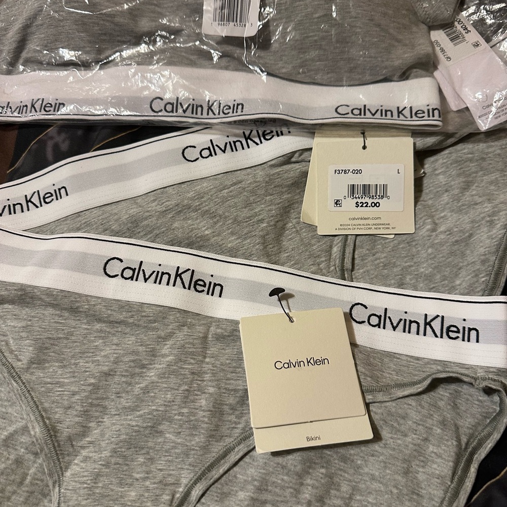 Calvin Klein Gray Bikini with White Waistband